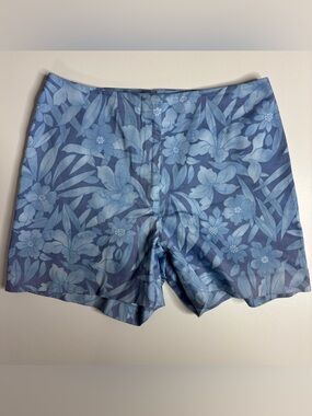 Ann Taylor Blue Floral Shorts Petite 2P Cottagecore Preppy